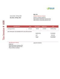 work cleaning invoice template australia