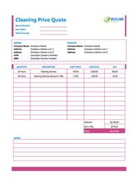 cleaning quote template australia