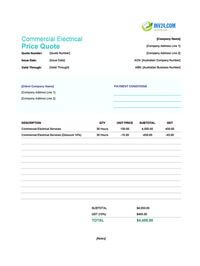 commercial electrical quote template australia
