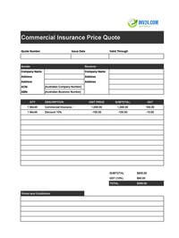 commercial insurance quote template australia