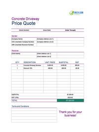 concrete driveway quote template australia