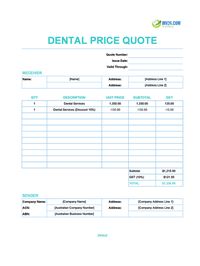 dental quote template australia