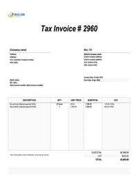 deposit invoice template Australia