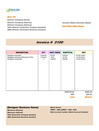Designer invoice template australia