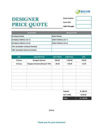 designer quote template australia