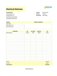 electrical estimate template australia