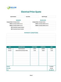 electrical quote template australia