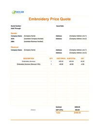 embroidery quote template australia