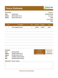 fence estimate template australia