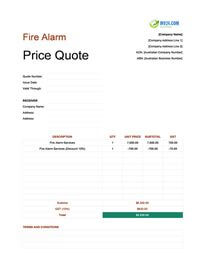 fire alarm quote template australia