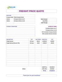 freight quote template australia
