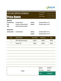 home improvement quote template australia