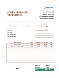 home insurance quote template australia