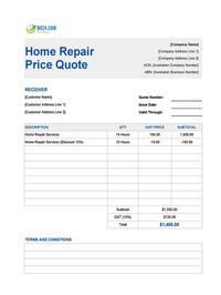 home repair quote template australia