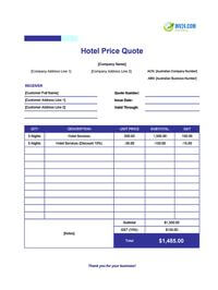 hotel quote template australia