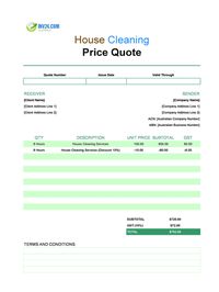 house cleaning quote template australia