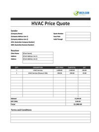 hvac quote template australia