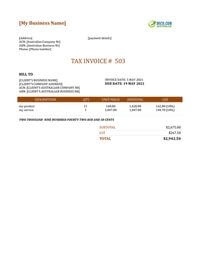 work invoice sample australia