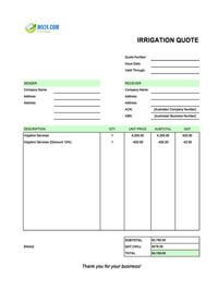 irrigation quote template australia