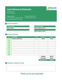 junk removal estimate template australia