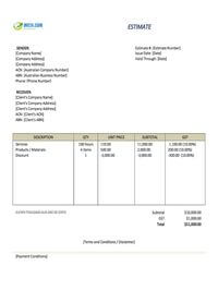 labor estimate template australia