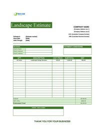 landscape estimate template australia
