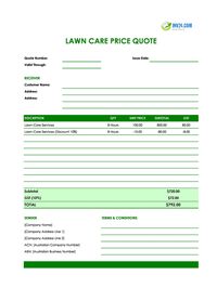 lawn care quote template australia