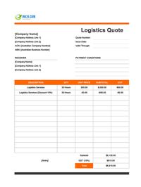 logistics quote template australia