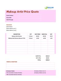 makeup artist quote template australia