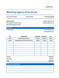 marketing agency quote template australia
