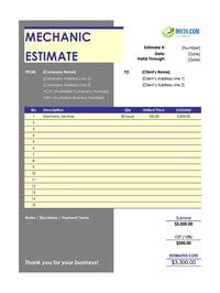 mechanic estimate template australia