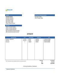 online estimate template australia