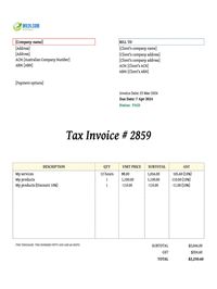 paid invoice template Australia