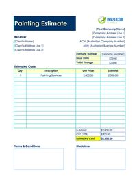 painting estimate template australia