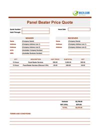 panel beater quote template australia