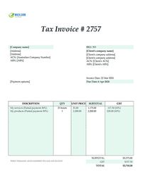 partial payment invoice template Australia