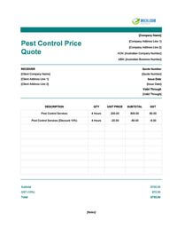 pest control quote template australia