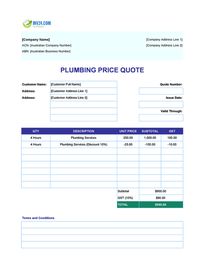 plumbing quote template australia