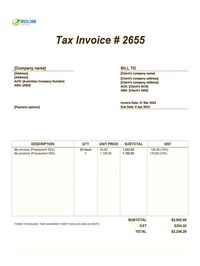 prepayment invoice template Australia
