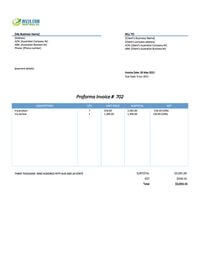 work proforma invoice template australia