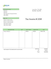 progress invoice template Australia