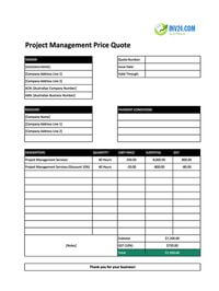 project management quote template australia