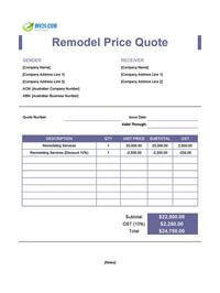 remodeling quote template australia