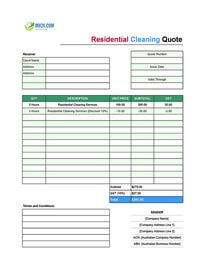 residential cleaning quote template australia
