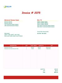 Restaurant invoice template australia