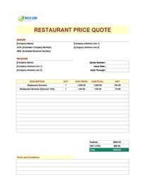 restaurant quote template australia