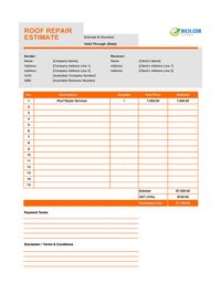 roof repair estimate template australia