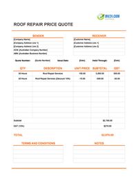 roof repair quote template australia