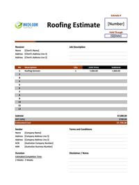 roofing estimate template australia