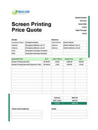 screen printing quote template australia
